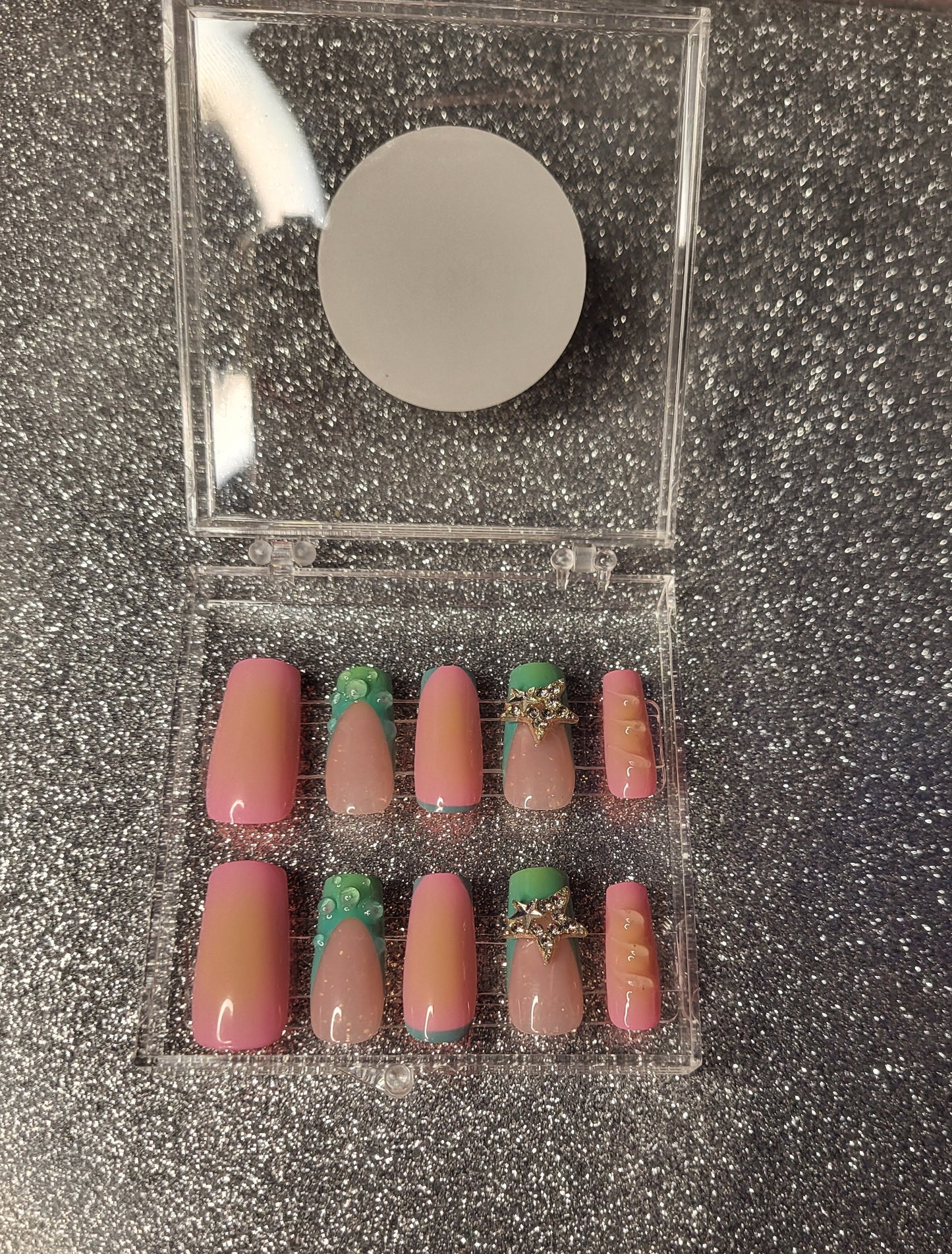 Ombre French Tips With 3D Gel Design And 3D Star Decor