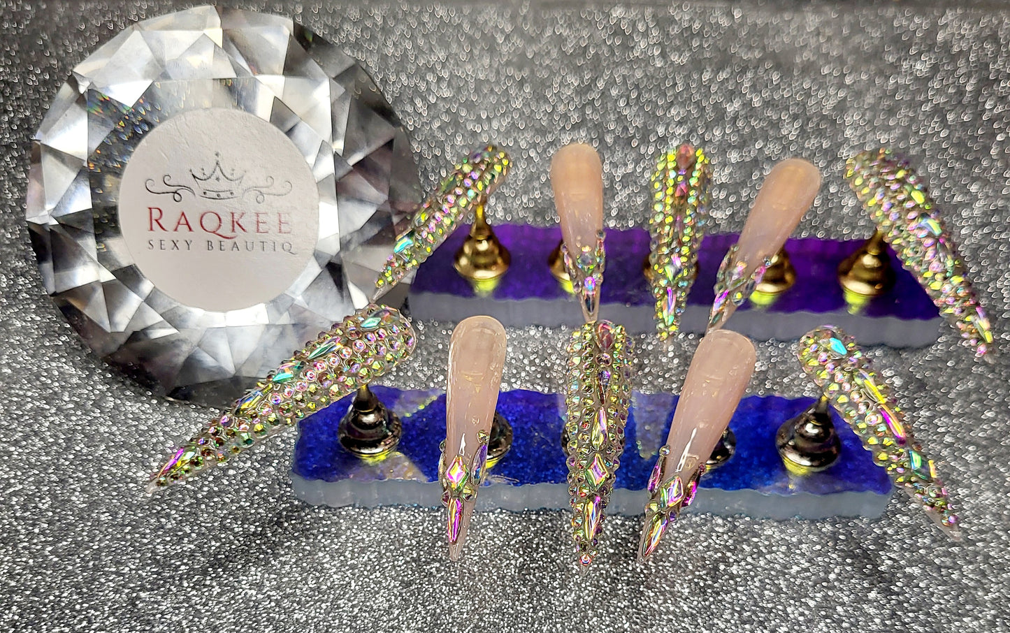 XL Full Rhinestones And Rhinestones French Tips Press On Nails