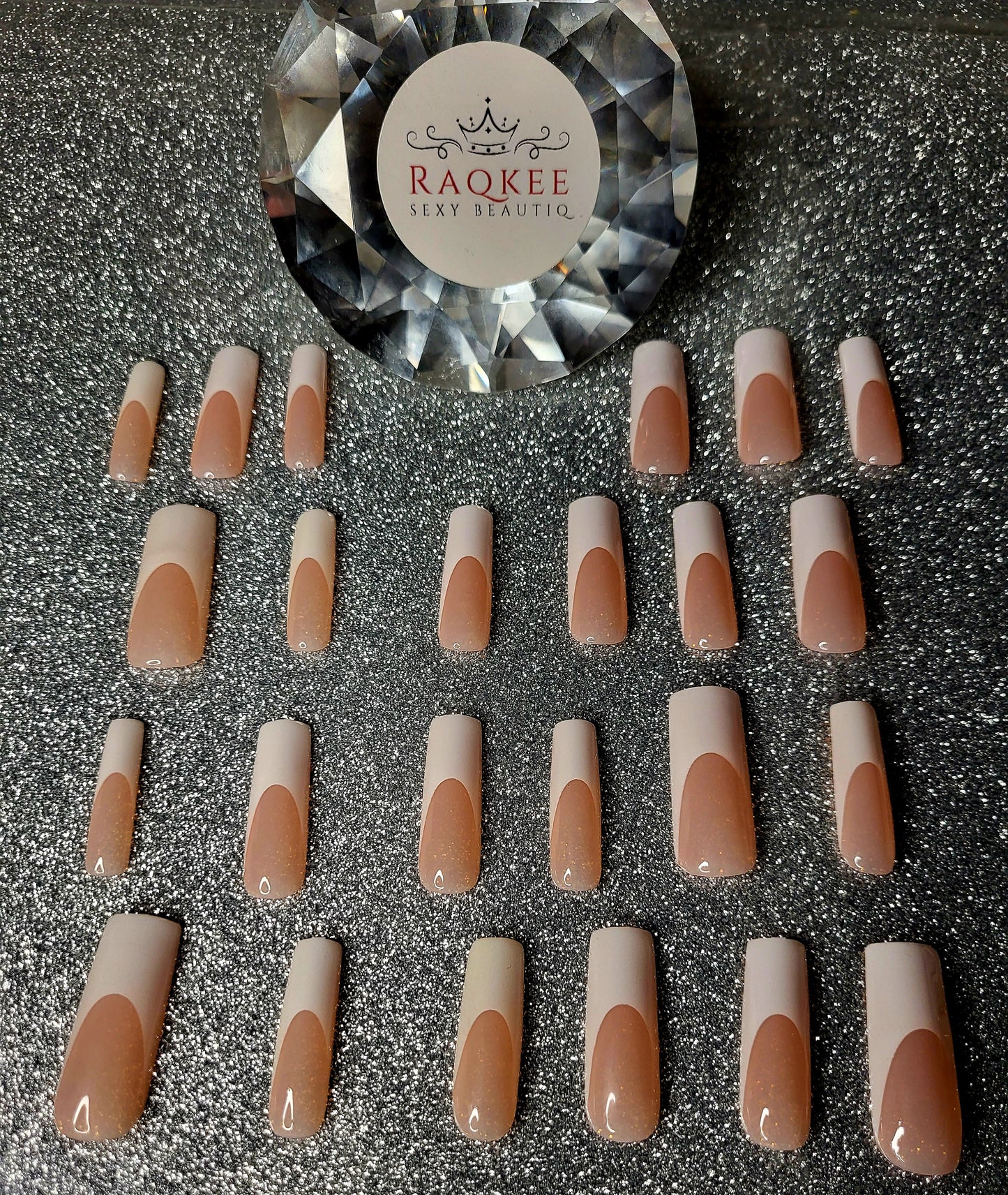 White French Tips Press On Nails- Medium