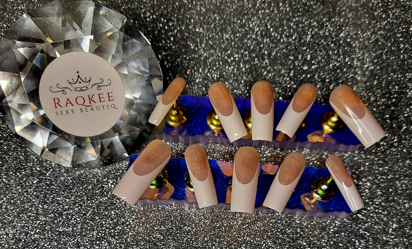 White French Tips Press On Nails- Medium