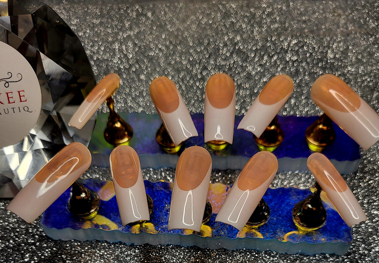 White French Tips Press On Nails- Medium