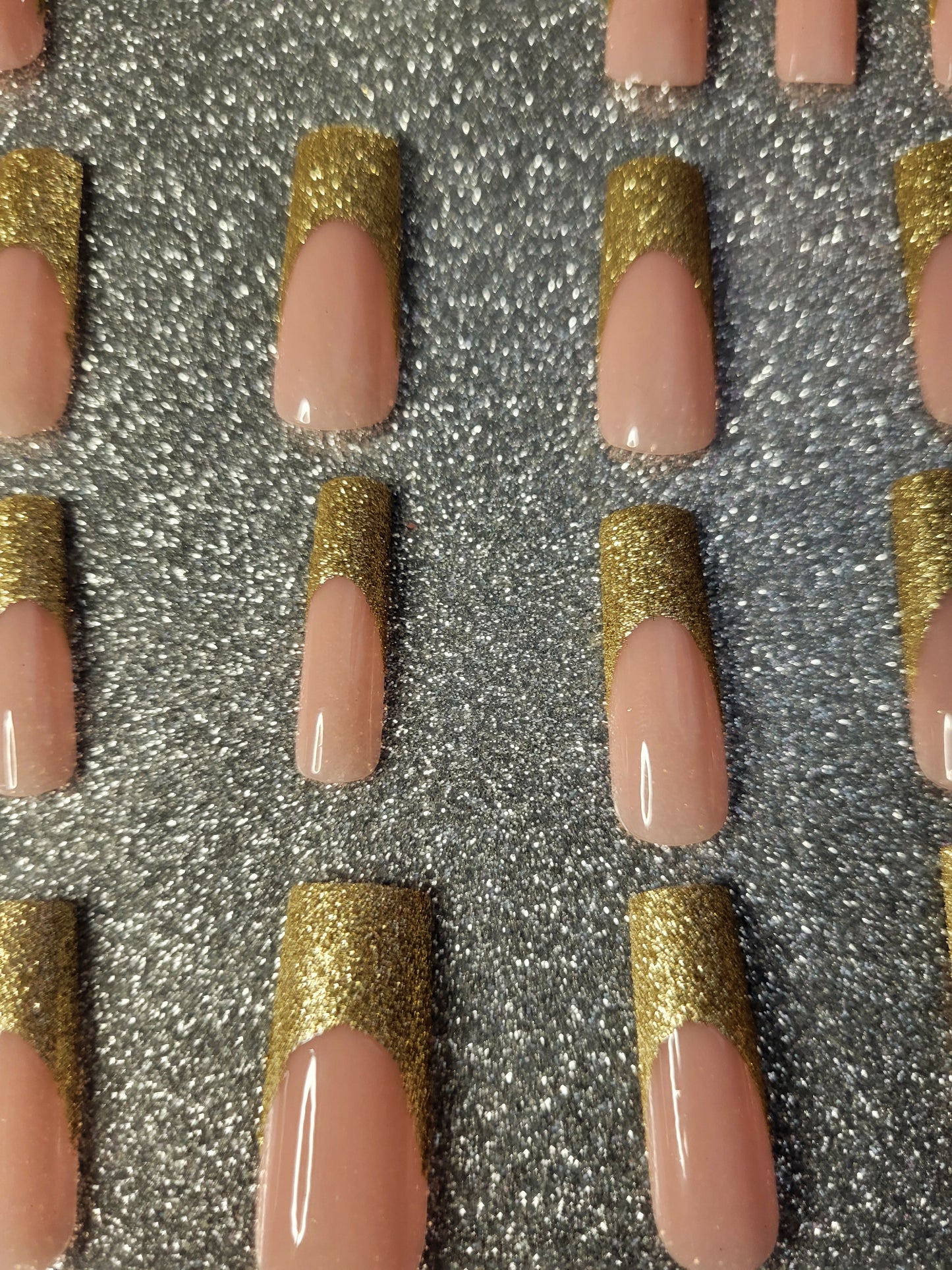 Glittery Gold French Tips Press On Nails