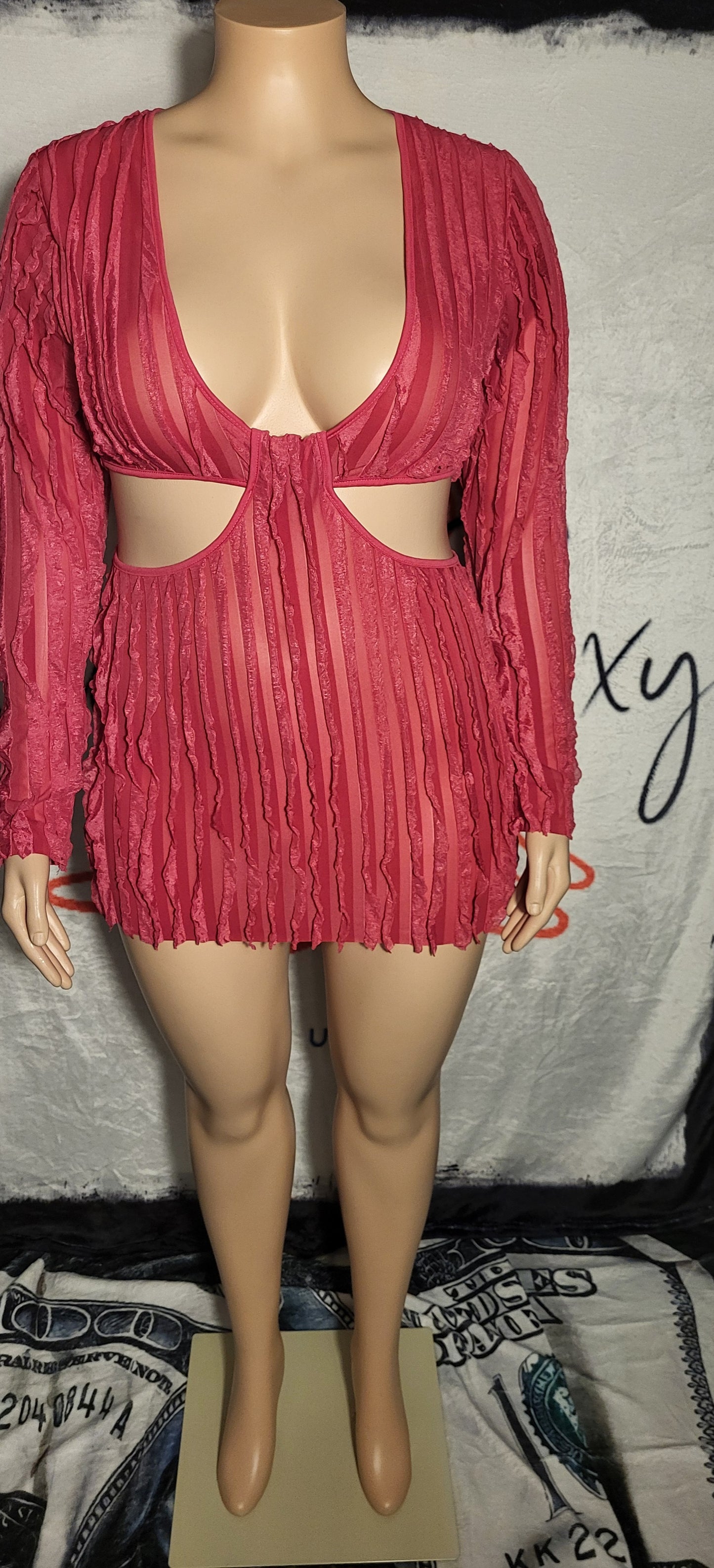 Pink Sheer Cut Out Dress