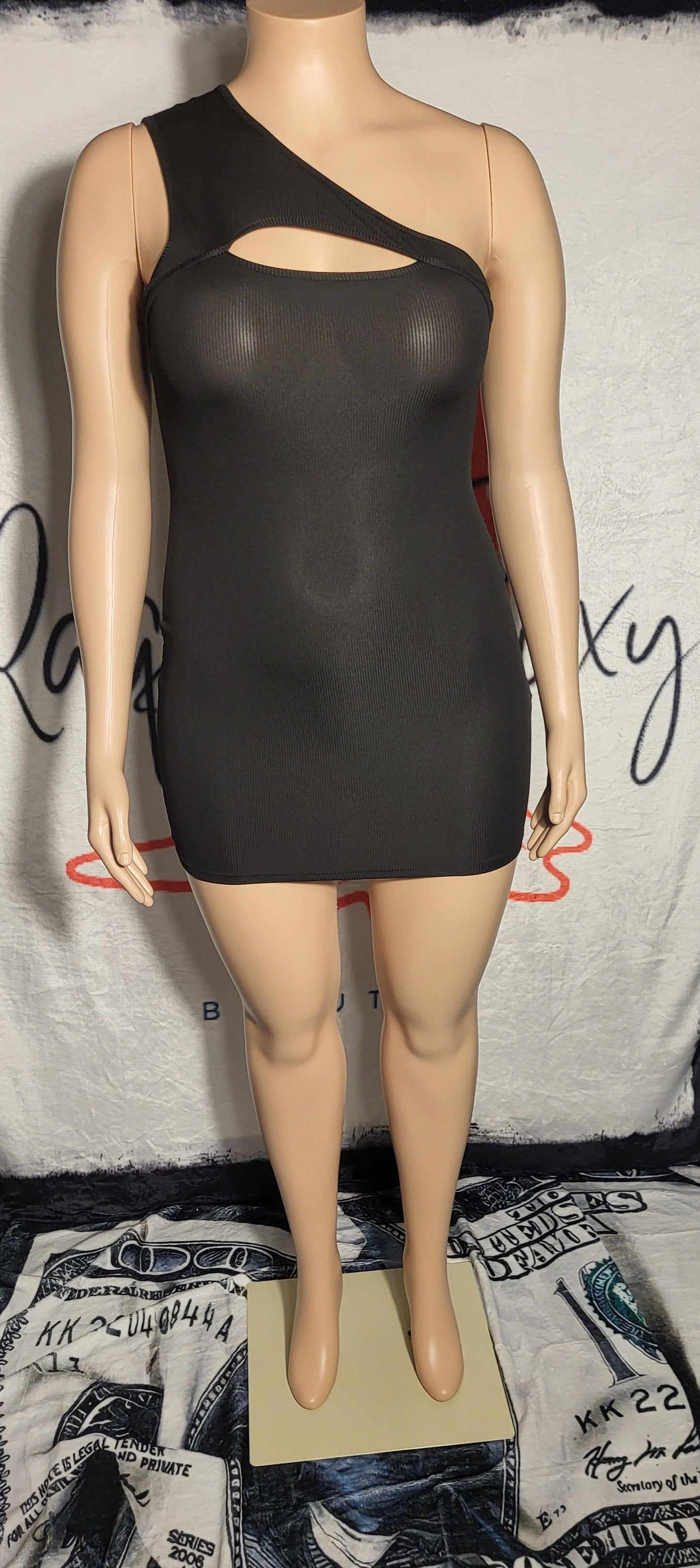 Black Asymmetrical Cut Out Dress