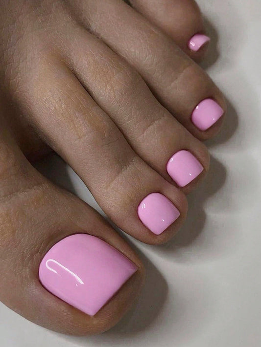 Bubblegum Pink Press On Toe Nails
