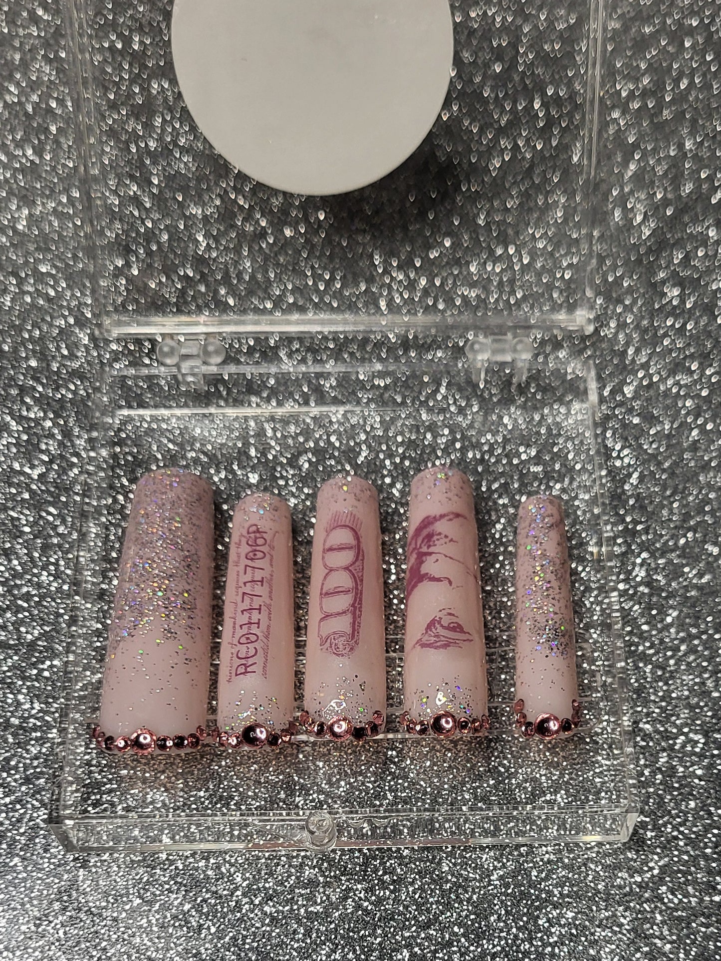 Pink Money Design Press On Nails