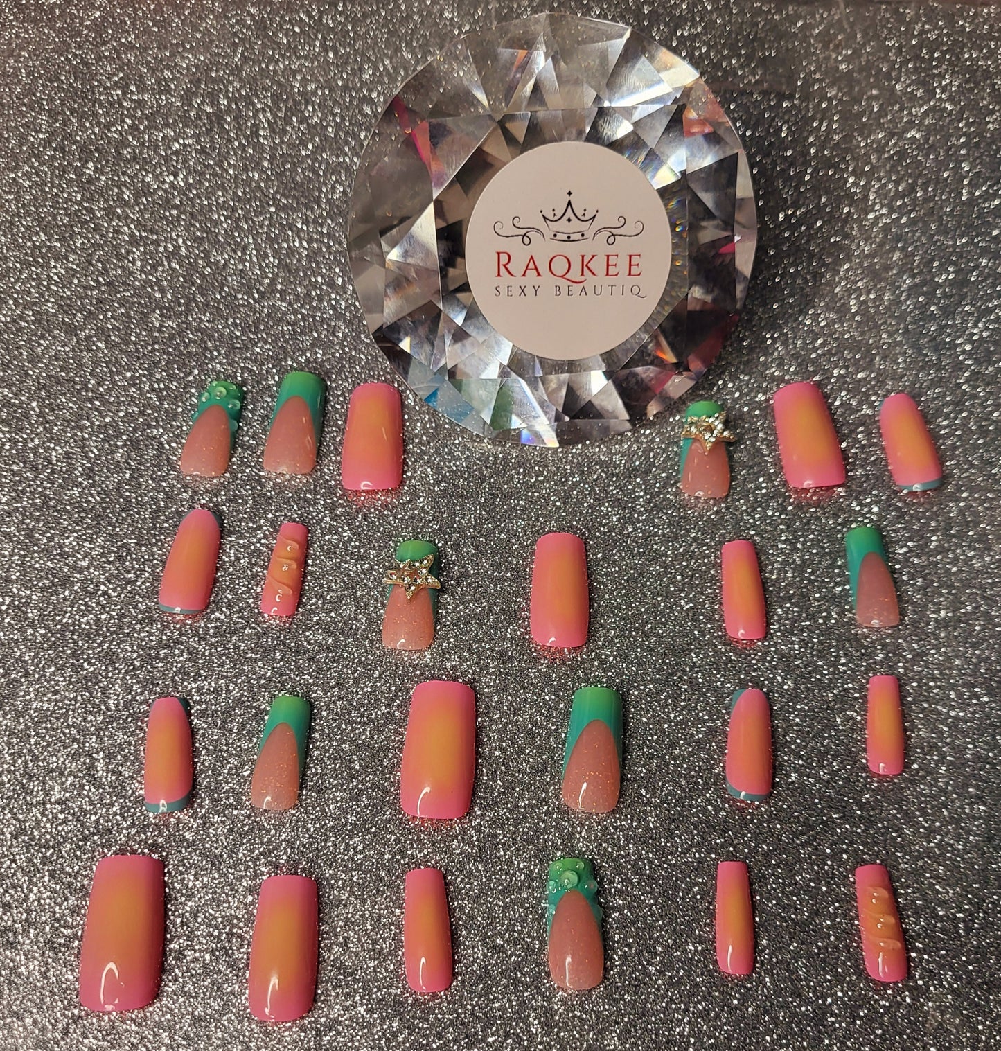 Ombre French Tips With 3D Gel Design And 3D Star Decor