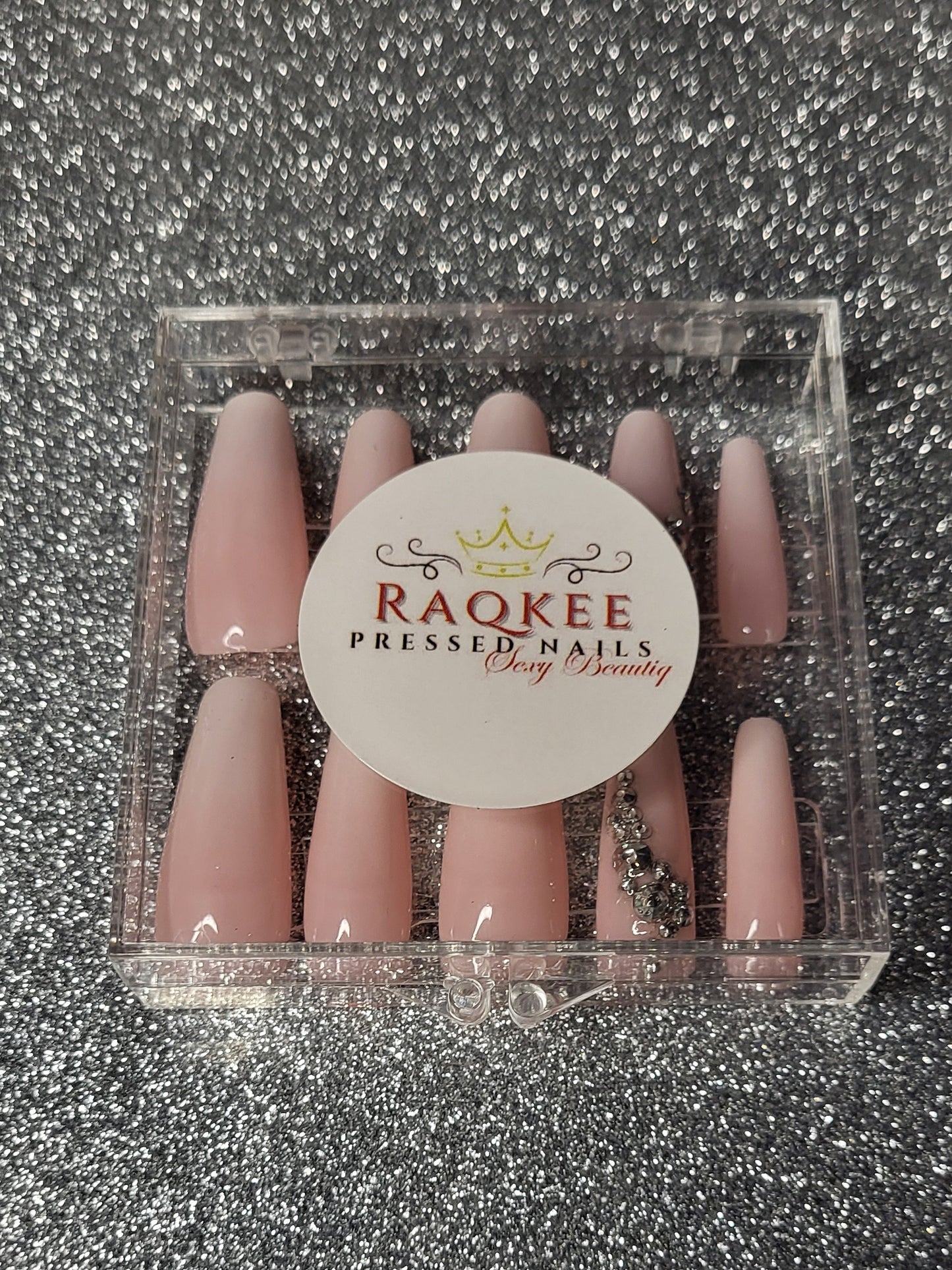 White Ombre Press On Nails With Rhinestones Decor