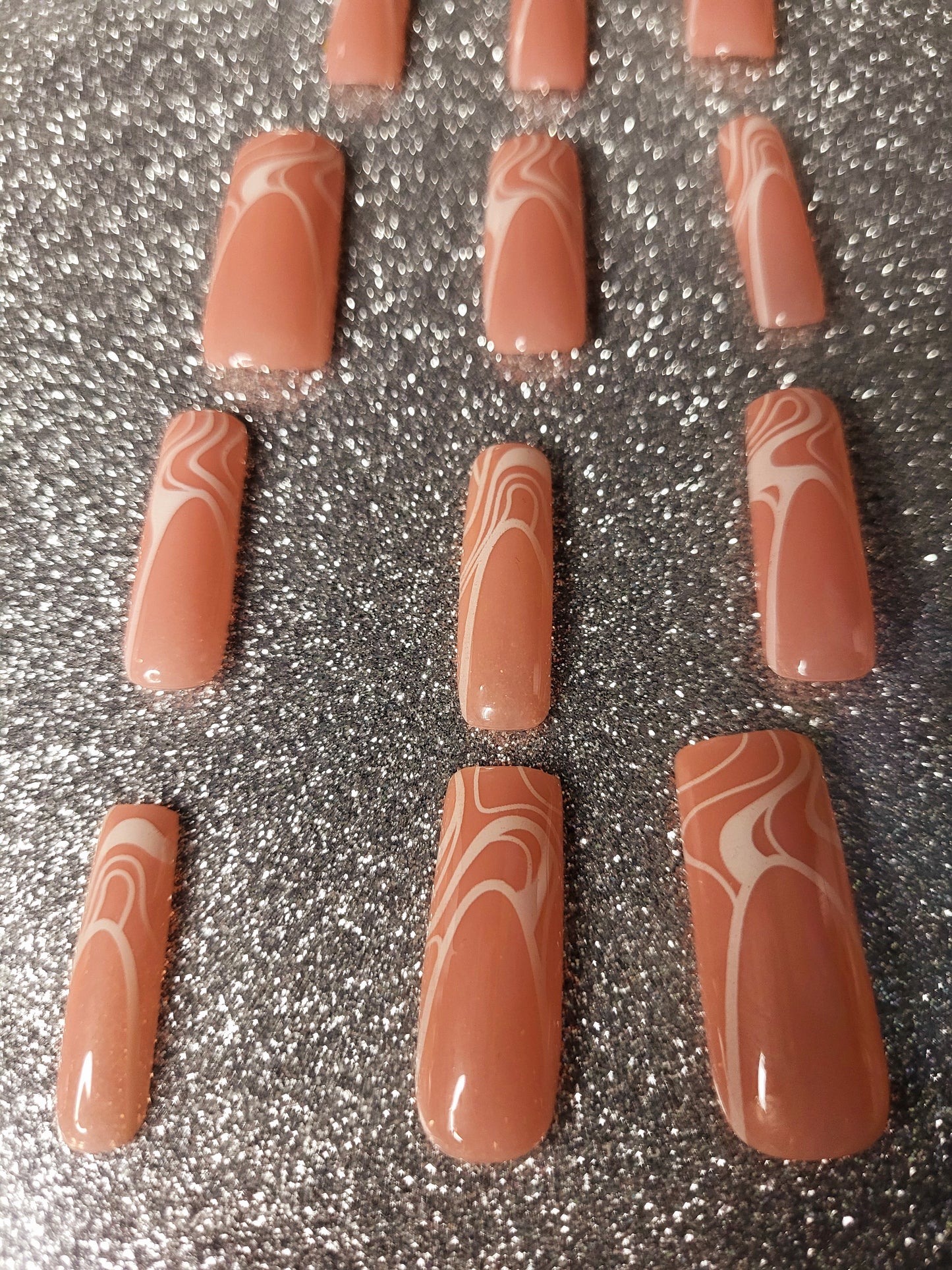 French Vanilla Swirls- White Swirly French Tips Press On Nails
