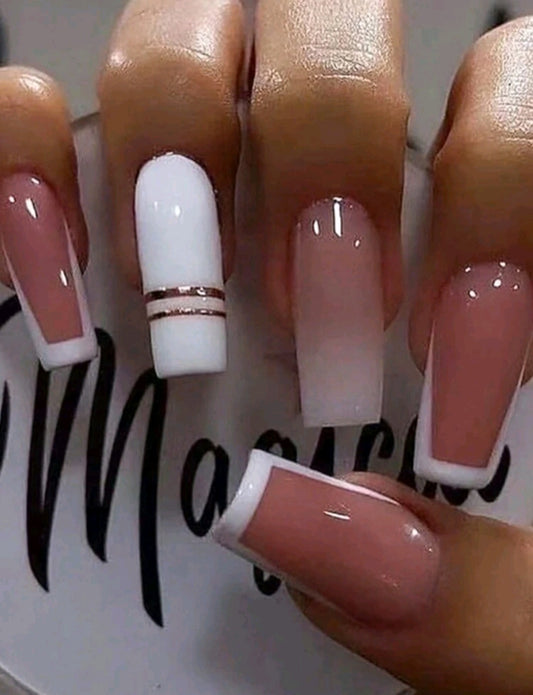 White Full, Ombre And Thin French Tips Press On Nails