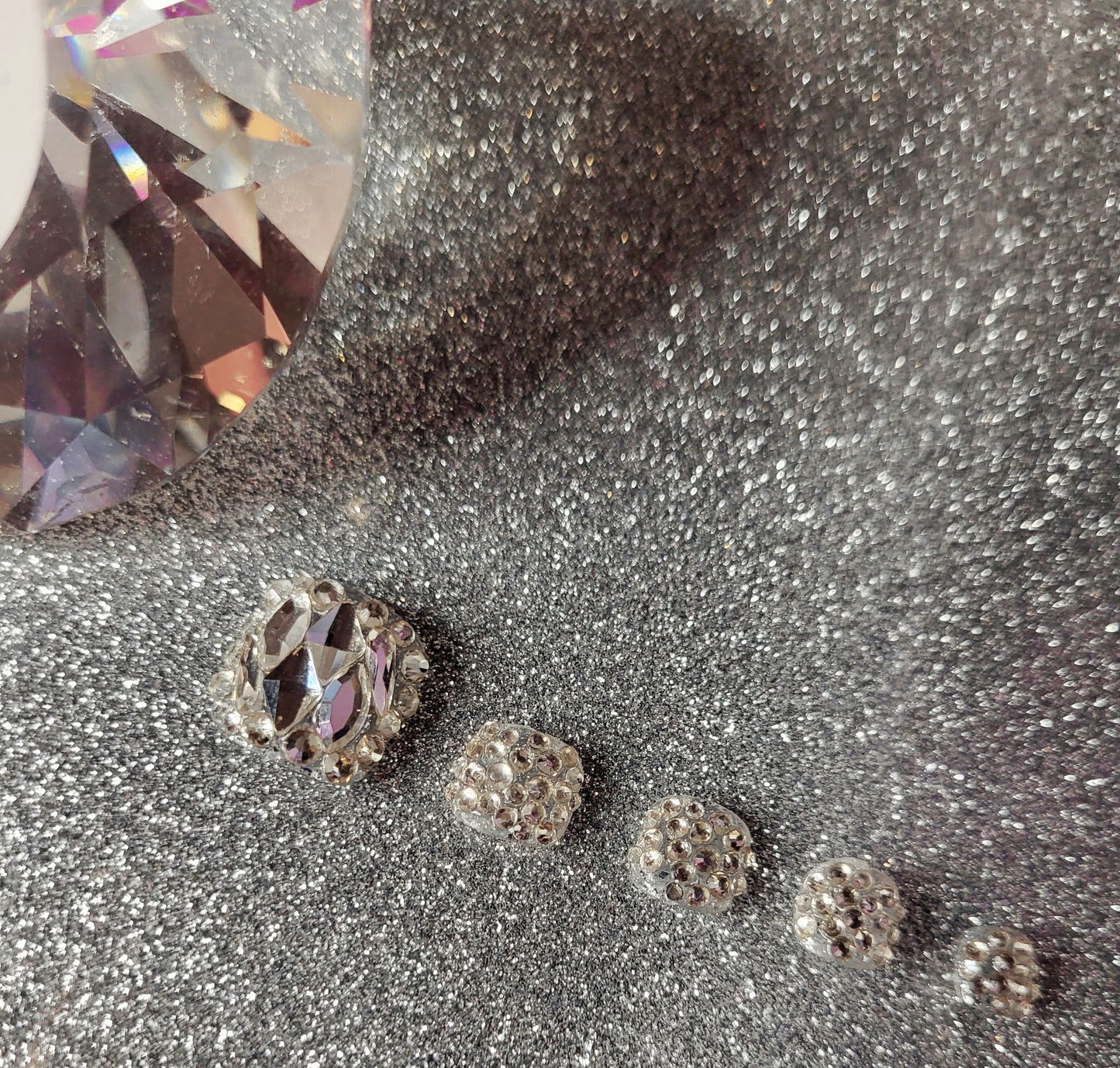 Silver Rhinestones Press On Toe Nails
