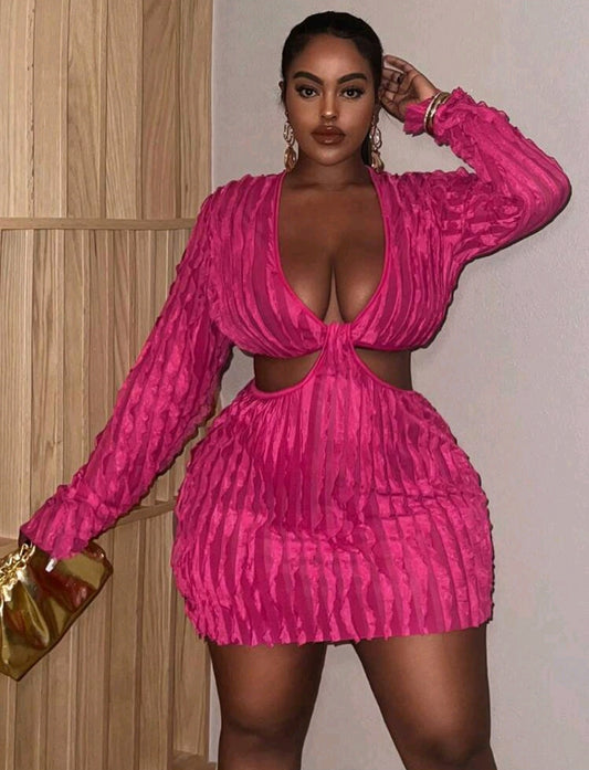 Pink Sheer Cut Out Dress