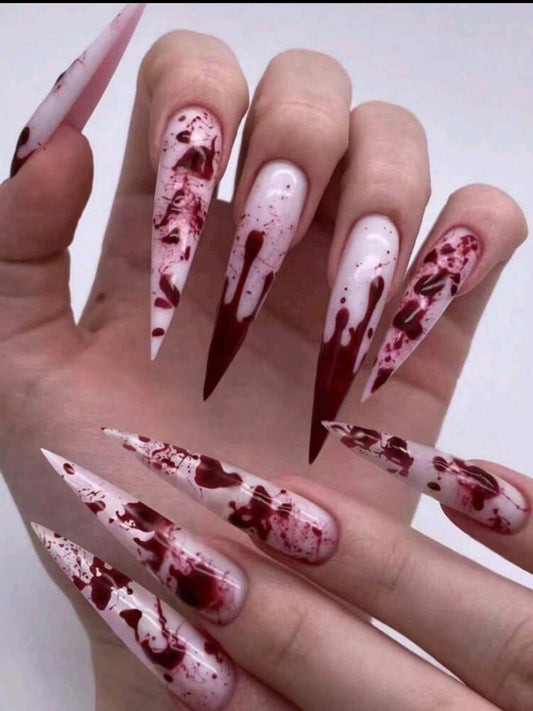 Dripping Blood And Blood Splatter Designs Press On Nails