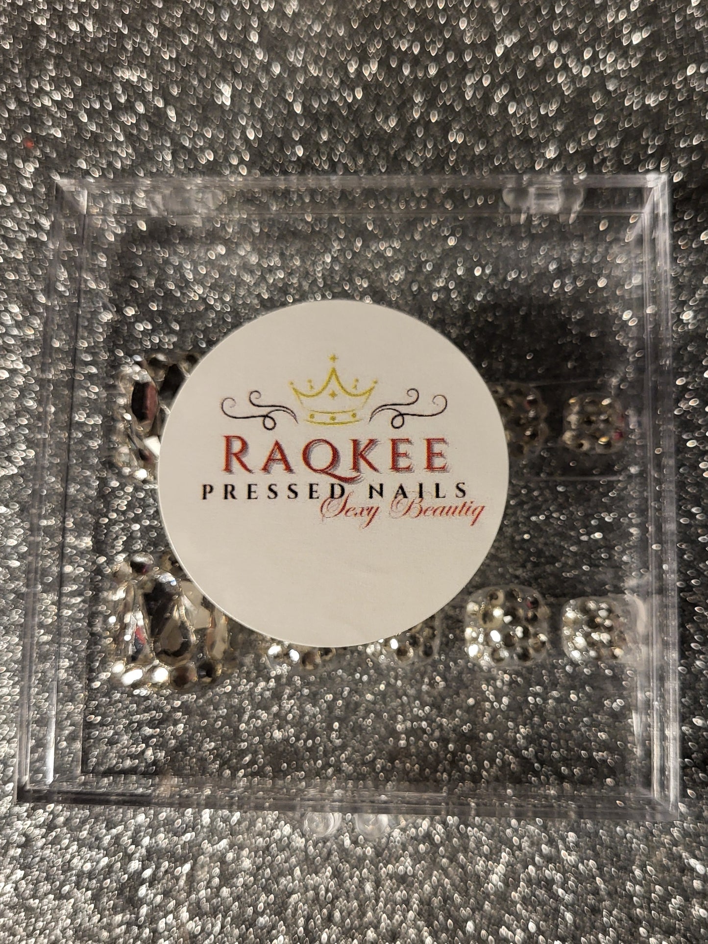 Silver Rhinestones Press On Toe Nails